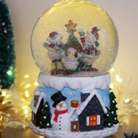 100mm High Quality polyresin home decorations christmas snow globe resin music box christmas snow globe
