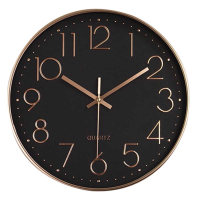 時尚 超靜音掛鐘 創意 時鐘 客廳 立體數字 刻度 掛鐘 鐘錶批發 12寸 30CM【黑面玫瑰金】保固一年