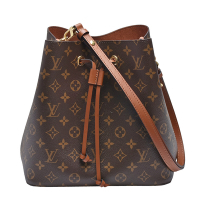 LV Louis Vuitton路易威登 M44887 Neonoe系列Monogram帆布印花牛皮鑲飾束口斜背/肩背水桶包(焦糖色)
