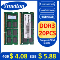 memoriam ddr3 Ymeiton 20PCS Memory Note 1600MHz 1333MHz 4GB 8GB SO-DIMM RAM laptop Memory Wholesales