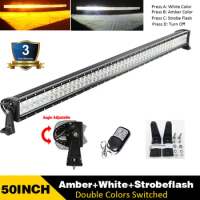 50 INCH 576W White/Amber/Strobeflash Led Light Bar Spot Flood Combo Fog Driving 12V 24V For Off-road ATV SUV Truck Boat UTE 4X4