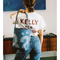 Rally The Bag Denim,Black - กระเป๋าทรง Bucket ทอลายโลโก้