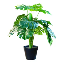 【YU Living 信歐傢居】仿真龜背芋盆栽 綠色植物裝飾盆栽 人造盆栽(75CM/綠色)
