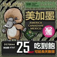 【鴨嘴獸 旅遊網卡】AT&amp;T 美國 加拿大 墨西哥 25天 網路吃到飽 2入組(美加墨網卡 網卡 旅遊卡 漫遊卡)