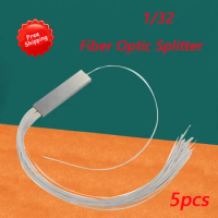 Free Shipping 5 Pcs Fiber Optic Splitter 0.9mm Steel Tube 1x32 Mini Blockless Ports PLC Splitte Without Connectors