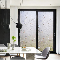 Frosted UV Static Cling Window Film, 3D Laser, Semi-Transparent Leaves, Decorative Stained Glass Film, DIY Sticker, 60x300cm