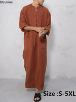 DSJNew 2024 lelaki vintaj islam arab Jubba Thobe lengan panjang poket pepejal jubah lelaki arab Saud