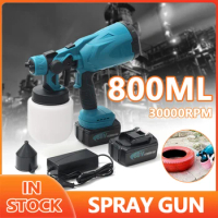 Electric Spray Gun 800ML Cordless Paint Sprayer for Wood Fence Furniture Cabinets Walls With 2 Batteries and Charger