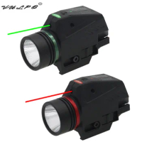 VULPO Tactical LED Flashlight Red/Green Laser Sight For Airsoft Pistol Glock 17 19 22 CZ75 Fit 20mm Picatinny Rail