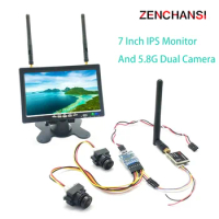5.8G 40CH 7 Inch HD IPS 1024*600 FPV Monitor with 3 channel Dual Video Camera FPV 5.8G 600mW Video Transmitter for RC Drone