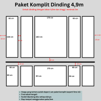 PAKET KOMPLIT Wall Moulding / Waincoasting / Molding Lis Profil Lebar Dinding 4,9m