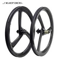 SILVEROCK Carbon Trispoke 3 Spokes Wheels 20 1 1/8" 451 Disc Brake Clincher for FNHON D8 KONE Aria Folding Bike Wheelset