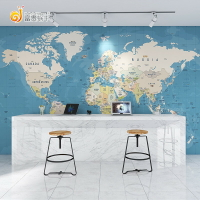 世界地圖墻紙簡約現代無縫墻布公司辦公室前臺背景墻創意直播壁紙