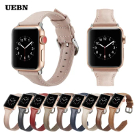 Thin Leather Strap For Apple Watch Series 6 40 44mm Smart Band IWatch 5 4 3 2 1 SE 38mm 42mm Bracelet Watch bands