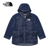 【The North Face】北面UE男款藍色多口袋休閒連帽風衣外套｜884VDF7