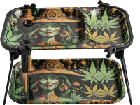 Metal Rolling Tray with Cone Loader for King Size &1 1/4 Size Pre Rolled Cones Pre Roll Machine Fold