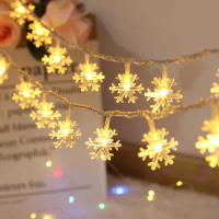 1/3/6M LED Snowflake Fairy Lights Battery/USB Power Copper Wire Garland Light New Year Garden Wedding Living Room Decoration