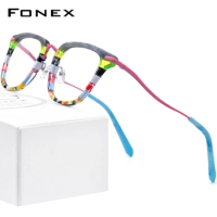 FONEX Colorful Acetate Titanium Eyeglasses Men Square Glasses Women Spectacles Eyewear F85793