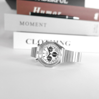 CITIZEN 星辰表 / AN3700-62A / 三眼計時 復古牛頭 日期 日本機芯 不鏽鋼手錶-白色 / 38mm