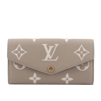 【Louis Vuitton】Monogram SARAH 壓紋粒面牛皮發財長夾(斑鳩灰/奶油白) M81049