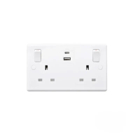 英國 BG British General Nexus 掣面 822UAC45 13A雙位 開關插座 連45W USB A + C 白色 白
