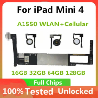 A1550 For iPad mini 4 WLAN+Cellular Original Unlocked Motherboard Logic Board Support OS With / No touch ID MB 16G 32G 64G 128G
