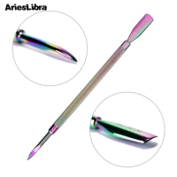 Rainbow Nail Cuticle Pusher Stainless Steel UV Gel Polish Remove Dead Skin Clean Manicure Pedicure Nail Care Groove Clean Tool