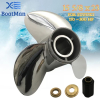 BOATMAN Boat Propeller 15 5/8x23 For Suzuki Outboard Engine 150-300 HP Stainless Steel 15 Spline Tooth Outlet Boat Parts LH
