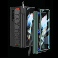 Magnetic Hinge Protective Case For Samsung Galaxy Z Fold 3 5G Fold3 Case with Wrist Band Glass Film Pen Holder ZFold3 Hard Shell