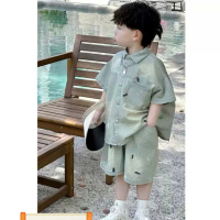 (Bbkids) BỘ SƠ MI JEANCỔ BẺ QUẦN JEAN MỀM PHONG CÁCH CÁ  TÍNH SIZE 10-28kgthời trang bé trai mùa hè