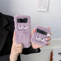 Korean Cute Funny Fur Fluffy Soft Case for Samsung Galaxy Z Flip 5 4 3 2 1 Zflip Flip4 Flip5 Women Girl Plush Cover Accessories