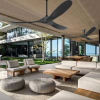 Ceiling Fan with Remote Control Reversible DC Motor for Patio Bedroom Living Room Outdoor Black Ventilator Free Shipping