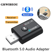 GRWIBEOU 2 IN1 USB wireless Bluetooth adapter 5.0 suitable for computer TV laptop computer speakers earphones Bluetooth adapter