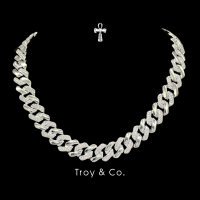 Iced Cuban Chain เพชร CZ Moissanite iced out แร็ปเปอร์ สายแฟ ผู้ชาย TDN008 Troy & Co.