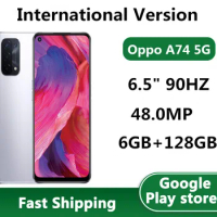 Global Version Oppo A74 5G CPH2197 Smart Phone Dual Sim 48.0MP 5 Cameras 6GB RAM 128GB ROM 6.5" 90HZ Face ID Snapdragon 480