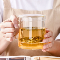 花茶杯雙層玻璃杯高硼硅材質耐高溫可加熱玻璃杯帶蓋子茶杯三件杯