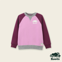 【Roots】Roots大童-絕對經典系列 海狸LOGO拼接設計圓領上衣(紫色)