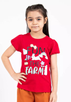 FOREST Forest Kids Girls Cotton Interlock Short Sleeve Graphic Round Neck T-Shirt | Baju Budak Perempuan - FK820059-51Red