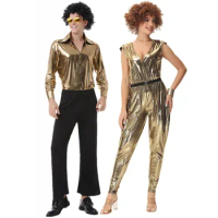 Halloween Party Vintage Rock Disco Hippie Costumes Couples 70s 80s Lovers Singer Stage Performance Dancing Outfit Cosplay Suit