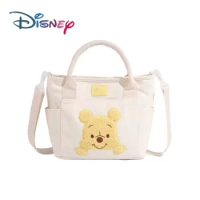 Disney Cute Cartoon Winnie The Pooh Canvas Crossbody Bag Honey Jar Pendant Doll Portable Hand Carrying Crossbody Dual-use Bag