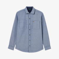 【LACOSTE】男裝-雙面穿純棉工作長袖襯衫(藍色)