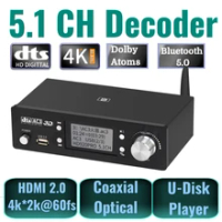 5.1CH Audio Decoder Bluetooth 5.0 Reciever DAC DTS AC3 Dolby Atmos 4K HDMI-compatible Converter USB For Home Theater&amp;KTV Player