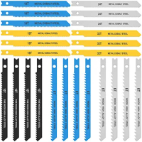 24PCS Jig Saw Blade Set, High Assorted Saw Blades,For Wood Metal Plastic Cutting Includes 6T 8T 10T 14T 18T 24T 32T