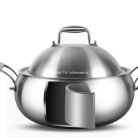 German technology 316 stainless steel soup pot Steamer Two ear uncoated electromagnetic furnace Hot soup pot Apple pot