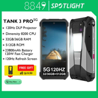 EU MX Warehouse 8849 Tank 3 Pro by Unihertz Rugged Smartphone 5G with 100 Lumens Projector 32/36GB 5