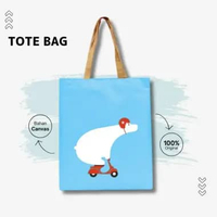 Tas Tote Bag Canvas Dailiy Eco Friendly Creative Bear and Friends Cartoon Printed 38 x 33 cm JPTC43