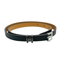 【二手名牌BRAND OFF】HERMES 愛馬仕 Pop H 15 腰帶 皮帶 黒色 Epsom牛皮 鍍鈀 B刻