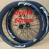 Newest 700C Road bike full carbon fibre tubular clincher tubeless rims bicycle wheelset Thru Axle disc brake hubs
