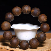 Vietnam Nha Zhuang Agarwood Bracelet Submerged White Qi Nan Full of Black Oil Old Material Single Circle Buddha Beads Bracelet