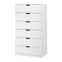 NORDLI 抽屜櫃/6抽, 白色, 80x145 公分